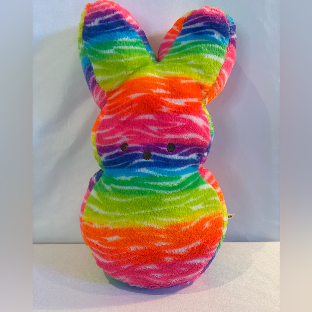 Peeps bunny tie dye rainbow pride stripes plush stuffed animal gift present 17"